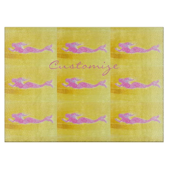 pink swimming mermaids cutting board (Front)