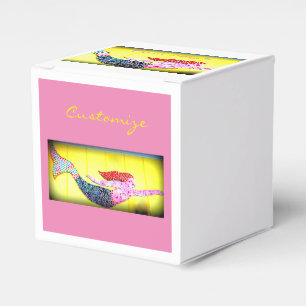 pink swimming mosaic mermaid favour box