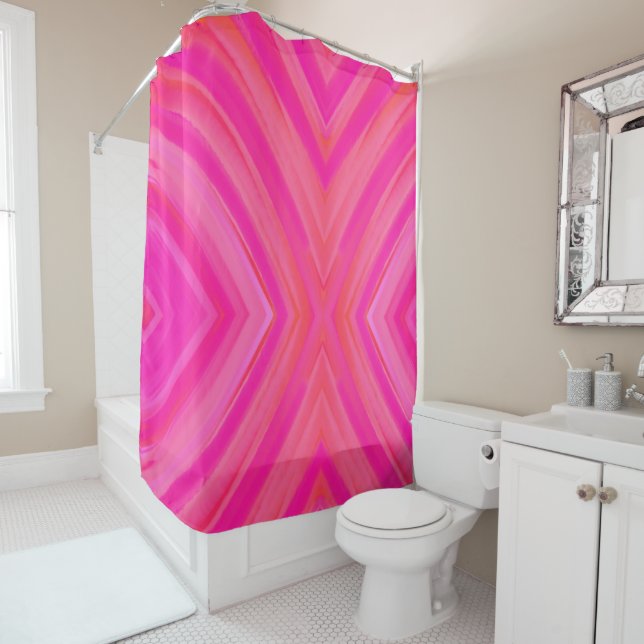 Pink Swirl Abstract  Shower Curtain (In Situ)