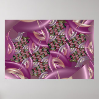 Pink Swirl and Intricate Fractal Web Design Poster