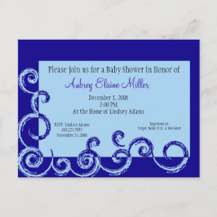Pink Swirl Baby Shower Invitation - Customised Postcard