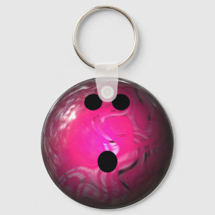 Pink Swirl Bowling Ball Key Ring