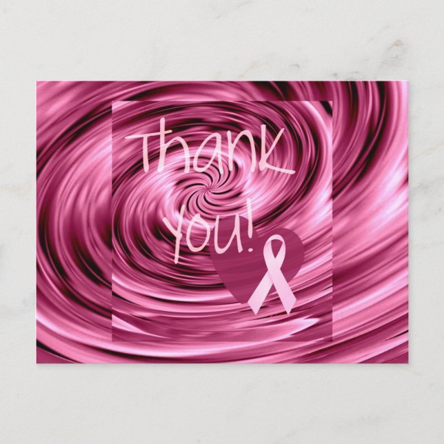 Pink Swirl Breast Cancer Thank You Postcard (Front)