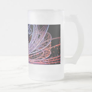 Pink swirl frosted glass beer mug