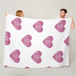 Pink Swirl Heart Elegant Romantic Pattern Fleece Blanket