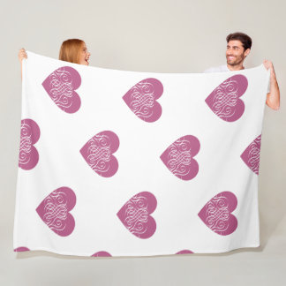 Pink Swirl Heart Elegant Romantic Pattern Fleece Blanket