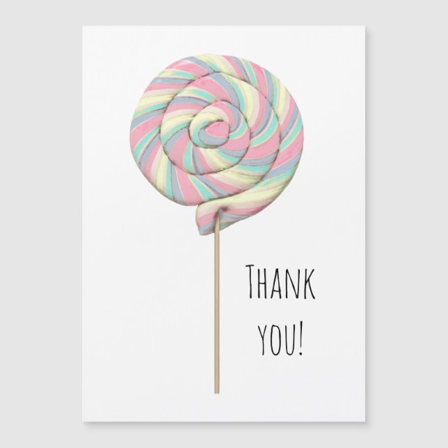 Pink Swirl Lollipop Magnet Card (Front)
