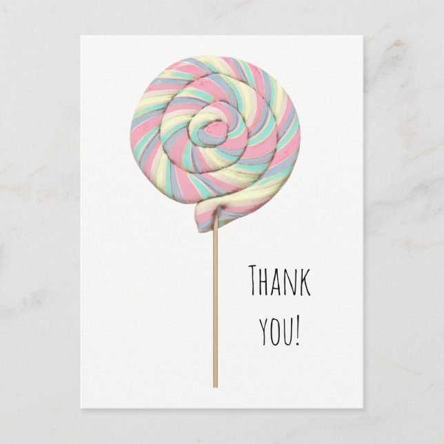 Pink Swirl Lollipop Postcard (Front)