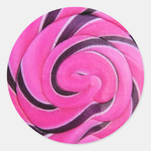 Pink Swirl Lolly Classic Round Sticker
