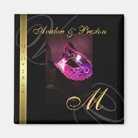 Pink Swirl Masquerade Mask Save The Date Magnet