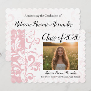 Pink Swirl Photo 2018 Graduation Announcement