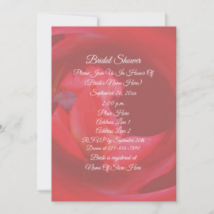 Pink Swirling Rose Flower Bridal Shower Invitation