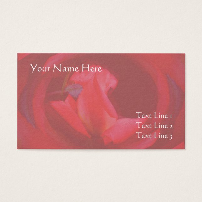 Pink Swirling Rosebud Flower Business Card (Front)