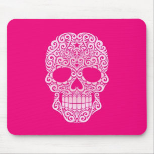 Pink Swirling Sugar Skull Mouse Mat