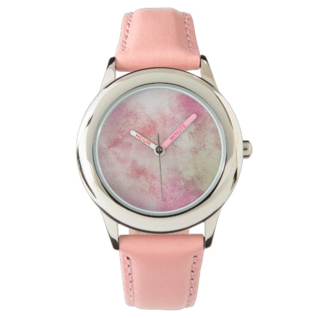 Pink Swirls Abstract Art Wrist Watch (Front)