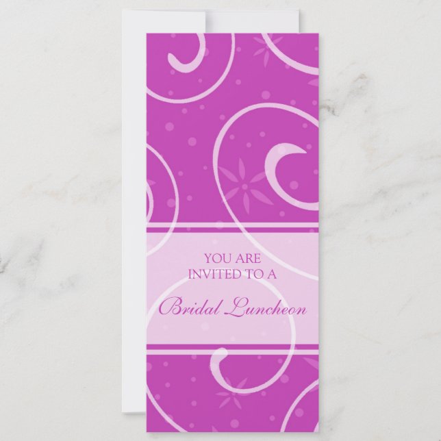 Pink Swirls Bridal Luncheon Invitation Cards (Front)