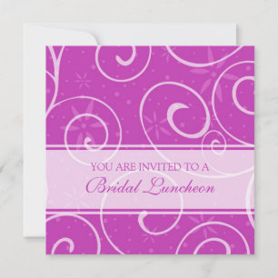 Pink Swirls Bridal Luncheon Invitation Cards