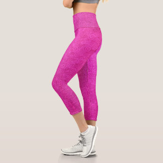 Pink swirls capri leggings