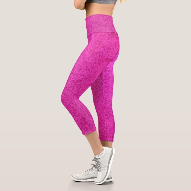 Pink swirls capri leggings (Left)