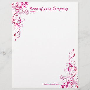 Pink Swirls Custom Letterhead