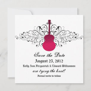 Pink Swirls Guitar Save the Date Invite