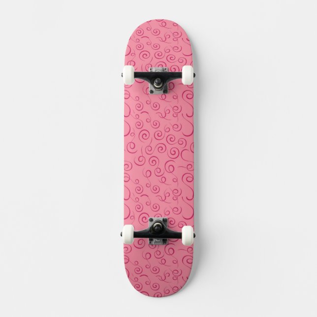 Pink Swirls Skateboard (Front)