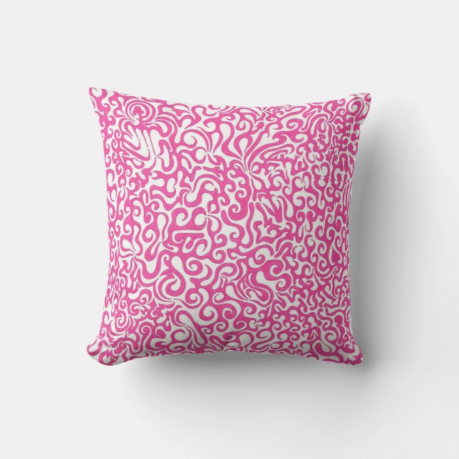 Pink Swirls Throw Pillow (Front)