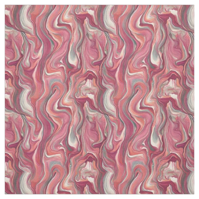 Pink Swirls Twists Paint Pour Design Fabric (Swatch)