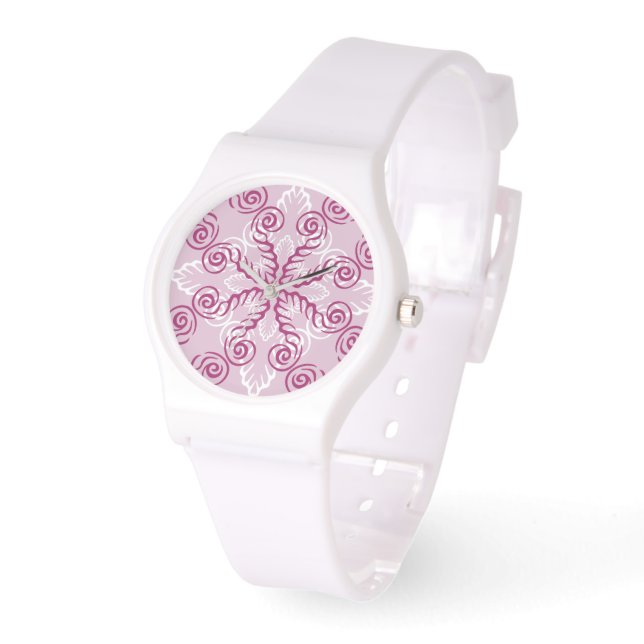Pink Swirls Watch (Angle)