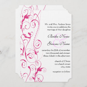 Pink Swirls Wedding Invitations Budget Sized Small