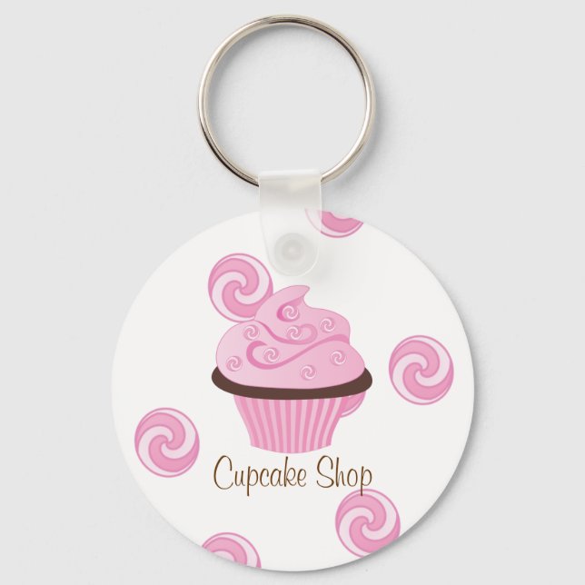 Pink Swirly Cake Key Ring (Front)
