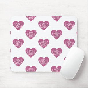 Pink Swirly Heart, Cute Romantic Gift Mouse Mat