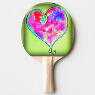 pink swirly heart green ping pong paddle