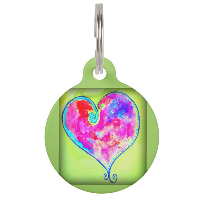 pink swirly heart pet tag (Front)