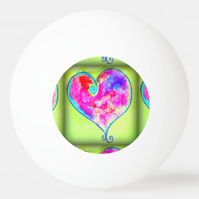 pink swirly heart ping pong ball (Front)