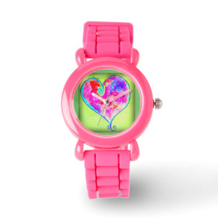 pink swirly heart watch