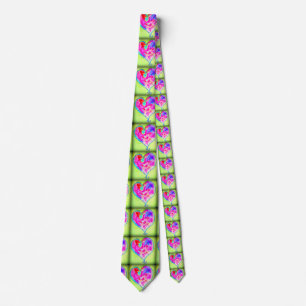 pink swirly hearts green tie