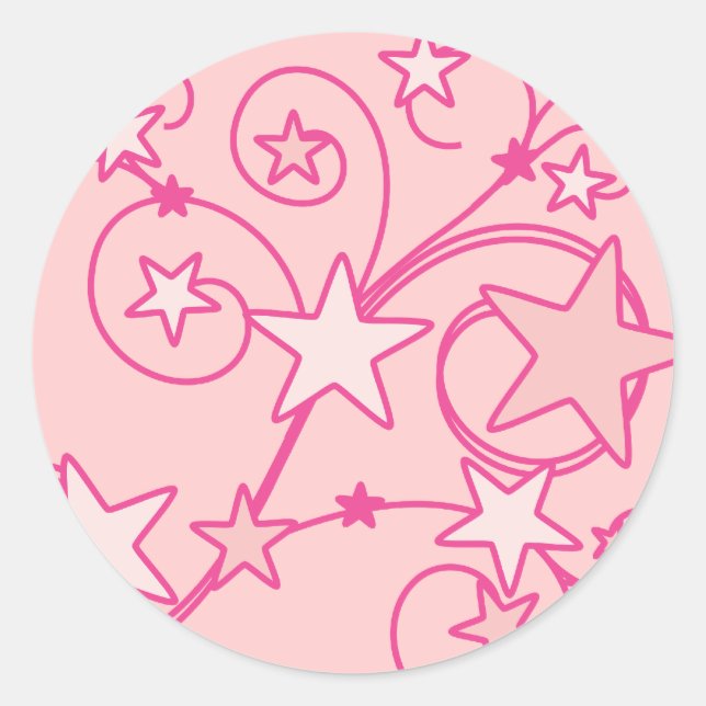 Pink Swirly Works Classic Round Sticker (Front)