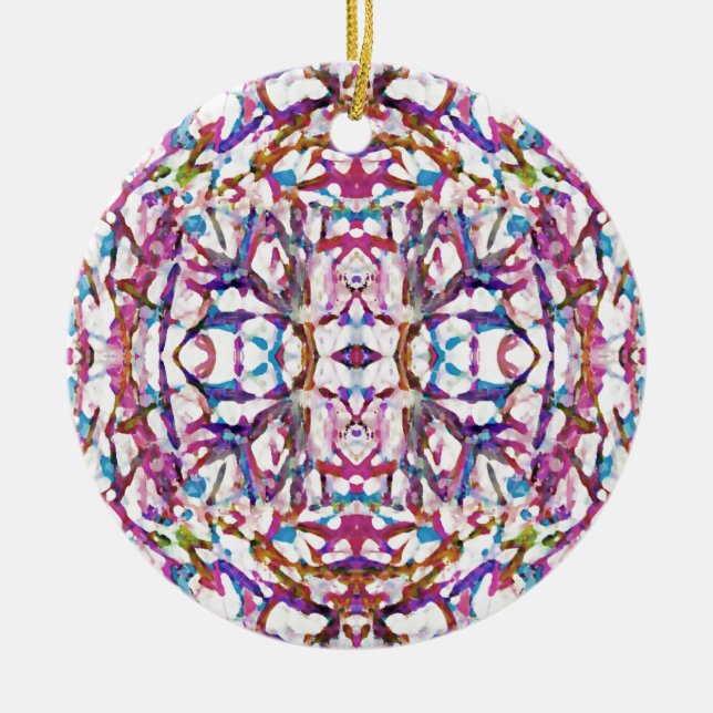 Pink Symmetrical Pattern Ceramic Tree Decoration (Front)