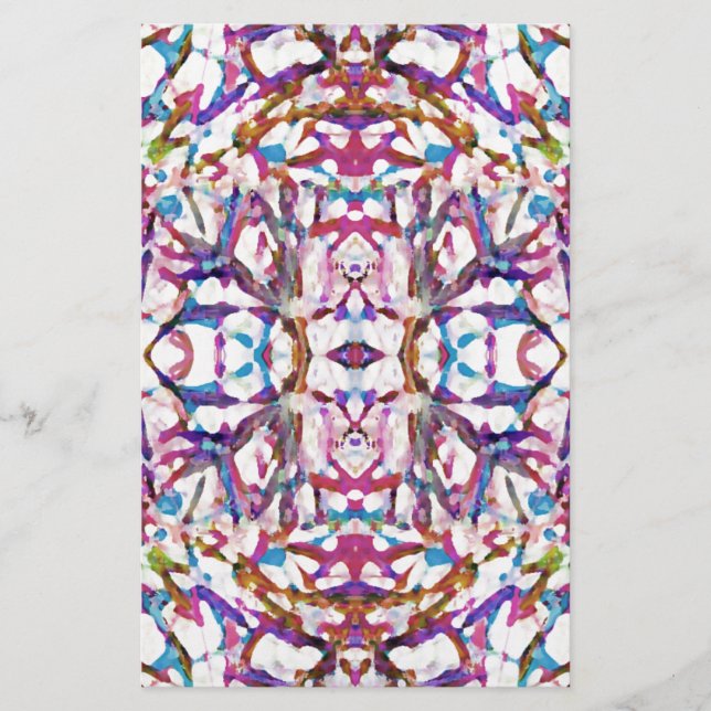 Pink Symmetrical Pattern Stationery (Front)