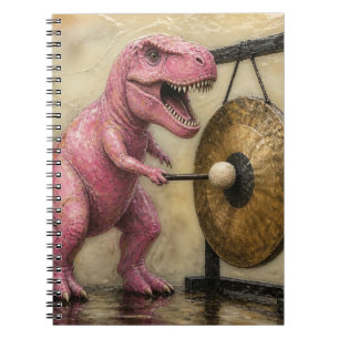 Pink T-Rex Bangs a Gong Notebook