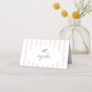 Pink T Rex Tutu Girl Birthday Food Tent Card