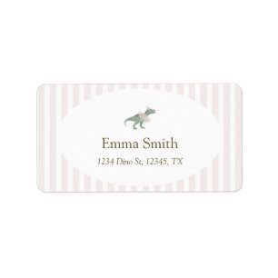 Pink T Rex Tutu Girl Birthday Return Address Label
