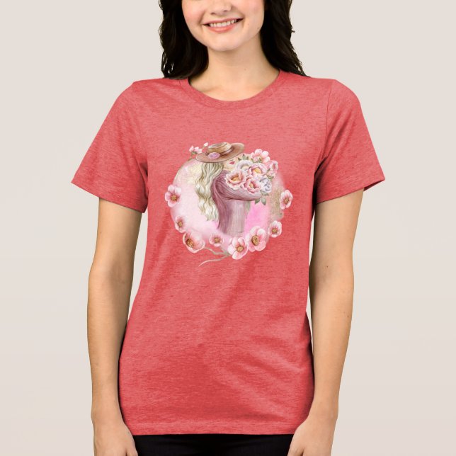 pink t shrt Tri-Blend shirt (Front)