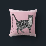 Pink Tabby Cat Cats Pink Girls Name Nursery Cushion<br><div class="desc">Tabby cat Design. A fun design. Designed from my original watercolor paintings.</div>