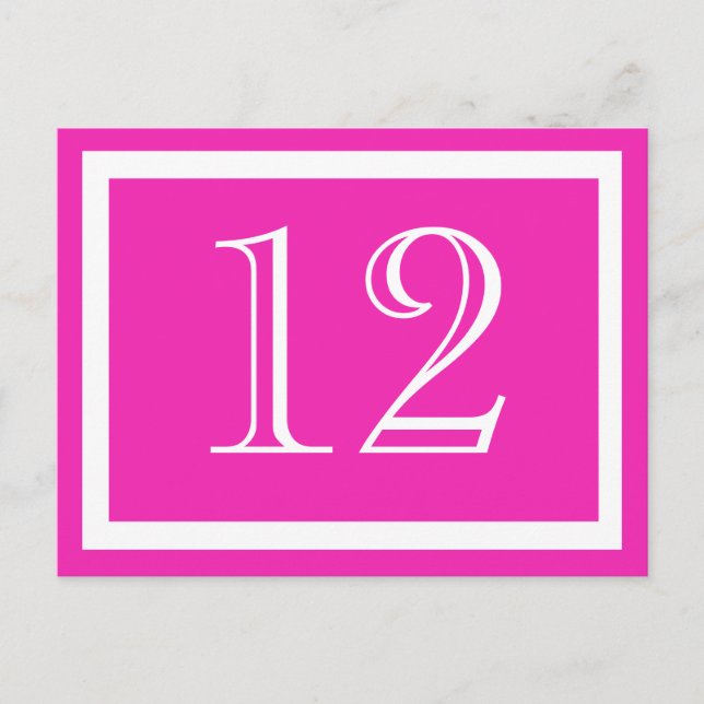 Pink Table Number Cards (Front)
