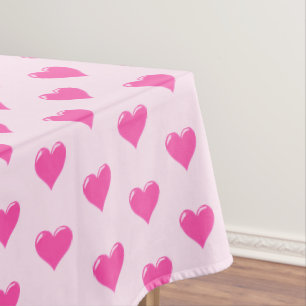 Pink Tablecloth with Hearts