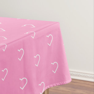 Pink Tablecloth with Hearts - Custom Colours