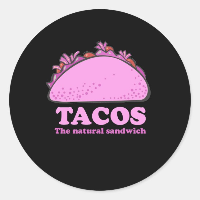 PINK TACOS CLASSIC ROUND STICKER (Front)