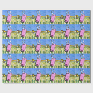 Pink Tag Landscape Modern Abstract Expressionist P Wrapping Paper